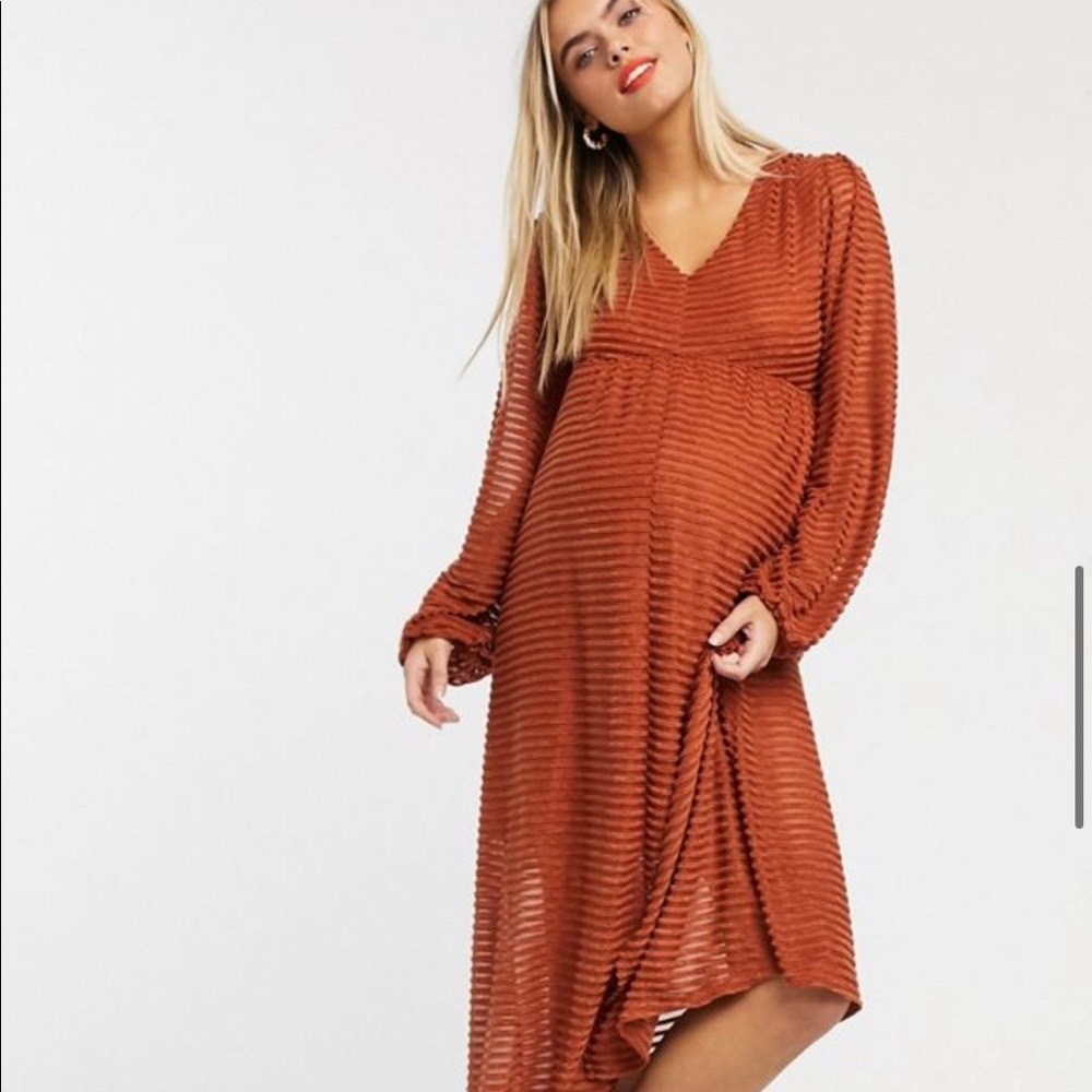 ASOS MATERNITY Long Sleeve V-Neck Dress